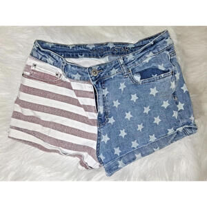 VANILLA STAR SIZE 13 DENIM JEAN SHORTS AMERICAN FLAG STRETCH